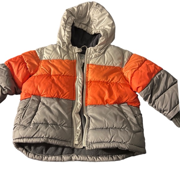 Old Navy Puffer Zipper Orange Gray Toddlers Jacket Size  18-24 M - Picture 6 of 16
